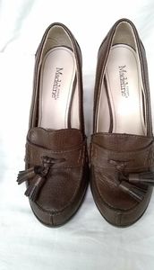 Madeline Stuart Women's Grammar Vegan Leather Shoes• Tassels Brown Pumps Sz•7.5M
